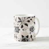 モノクロのお花 コーヒーマグカップ (正面右)