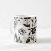 モノクロのお花 コーヒーマグカップ (正面左)