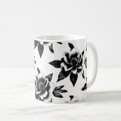 モノクロのお花 コーヒーマグカップ (正面右)