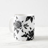 モノクロのお花 コーヒーマグカップ (正面左)