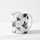 モノクロのお花 コーヒーマグカップ (正面右)