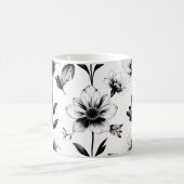 モノクロのお花 コーヒーマグカップ (中央)