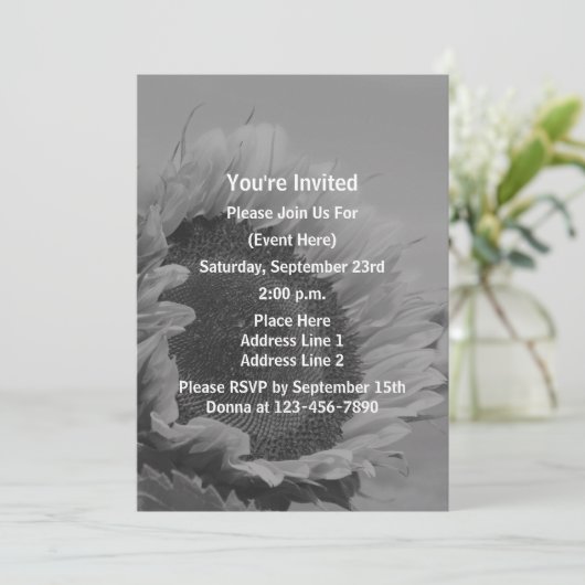 モノクロのひまわりパーティー 招待状 (スタンド正面)