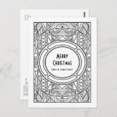 モノクロのアートデコクリスマス ポストカード (正面/裏面)