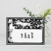 モノクロのイベントうさぎと巻き紙のプラン 招待状 (スタンド正面)