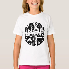 モノクロのイラスト Tシャツ