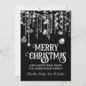 モノクロのイルミネーションのクリスマスカード 招待状 (正面)