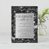 モノクロのウェディング・レセプション 招待状 (スタンド正面)