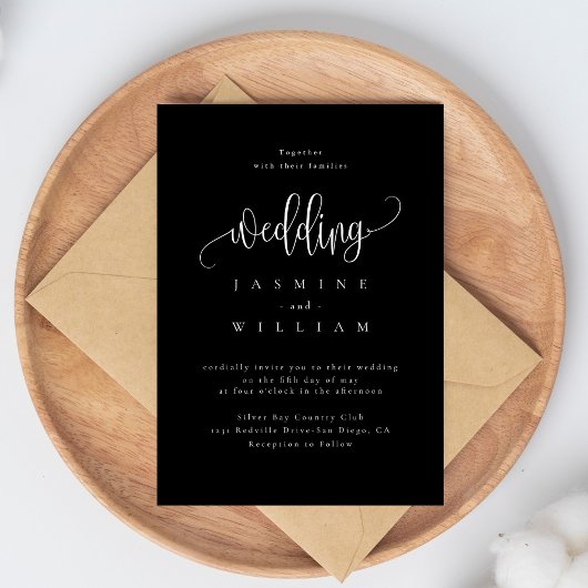 モノクロのウェディング 招待状