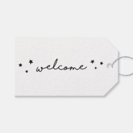 モノクロのウェルカムカリグラフィー。現代風シンプルデザイン ギフトタグ