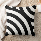 モノクロのウェーブパターン クッション (ブランケット)