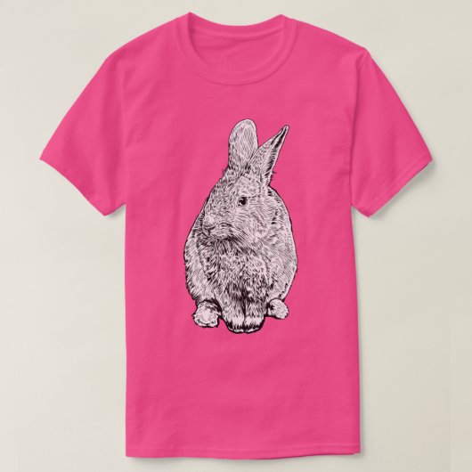 モノクロのウサギの絵 Tシャツ (デザイン正面)