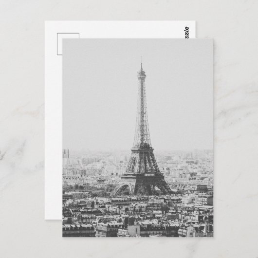 モノクロのエッフェル塔 パリの写真 ポストカード (正面/裏面)