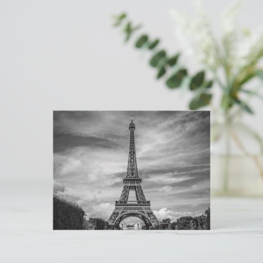 モノクロのエッフェル塔 パリ フランス ポストカード (スタンド正面)