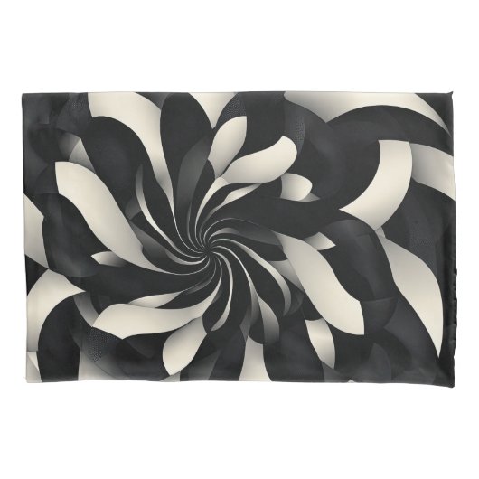 モノクロのエレガンスの渦 枕カバー (正面)