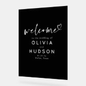 モノクロのエレガントでミニマルなウェディングウェルカム アクリルサイン (傾斜)