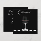 モノクロのカクテルパーティーのお祝い 招待状 (正面/裏面)