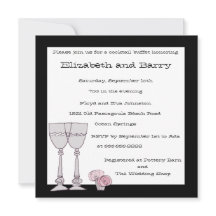 モノクロのカクテルビュッフェ招待状