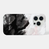 モノクロのカスタマイズ可能な山の風景 I iPhoneケース (裏面横)