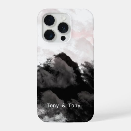 モノクロのカスタマイズ可能な山の風景 I iPhoneケース (裏面)