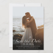 モノクロのカリグラフィー写真でおめでたい日を保存しよう 招待状 (正面)