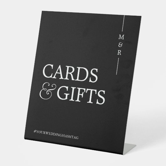 モノクロのカードとギフト結婚ズ 台座サイン (正面)