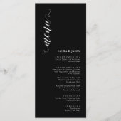 モノクロのクラシカルな結婚式メニューカード メニュー (正面)