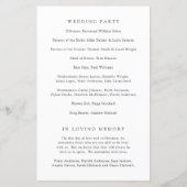 モノクロのクラシックな結婚式プログラム オールドマネースタイル (裏面)