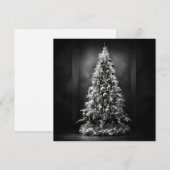 モノクロのクリスマスツリーのホリデーカード シーズンカード (正面/裏面)