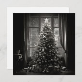 モノクロのクリスマスツリーのホリデーカード シーズンカード (正面/裏面)
