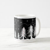 モノクロのクリスマスツリー デザイン コーヒーマグカップ (正面右)