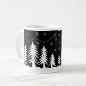 モノクロのクリスマスツリー デザイン コーヒーマグカップ (正面左)