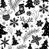 モノクロのクリスマスパターンソックス ソックス