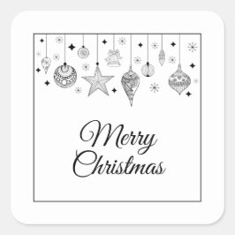 モノクロのクリスマス・オーナメント スクエアシール