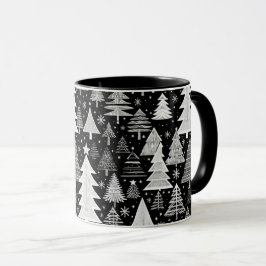 モノクロのクリスマス マグカップ