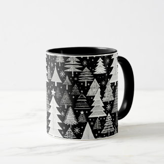 モノクロのクリスマス マグカップ