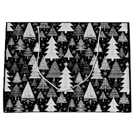モノクロのクリスマス ラージペーパーバッグ