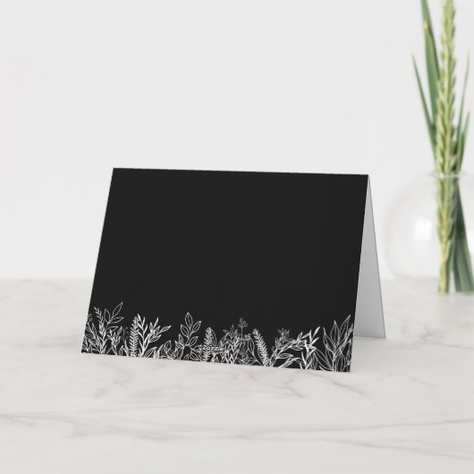 モノクロのグリーンウェディング サンクスカード サンキューカード (裏面)