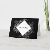 モノクロのグリーンウェディング サンクスカード サンキューカード (正面)