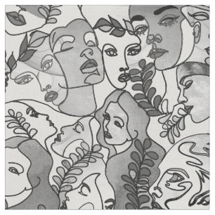 モノクロのグレースケールフェイス リピート ファブリック