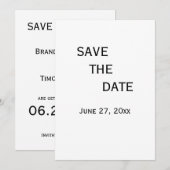 モノクロのゲイウェディング Save The Date カード (正面/裏面)
