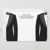 モノクロのゲイ ウェディング リハーサル ご招待 招待状 (裏面)