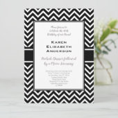 モノクロのシェブロンの誕生日パーティー 招待状 (スタンド正面)