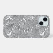 モノクロのシダ iPhone 15ケース (裏面横)