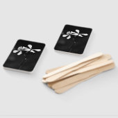 モノクロのシンプルな花柄 ハンドファン (組立なし)