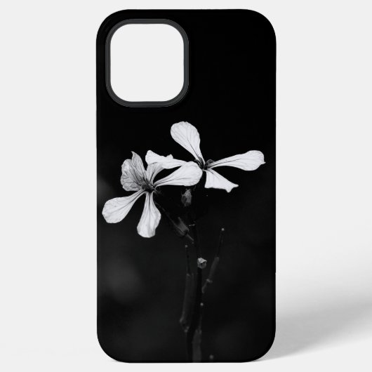 モノクロのシンプルな花柄 iPhoneケース (裏面)