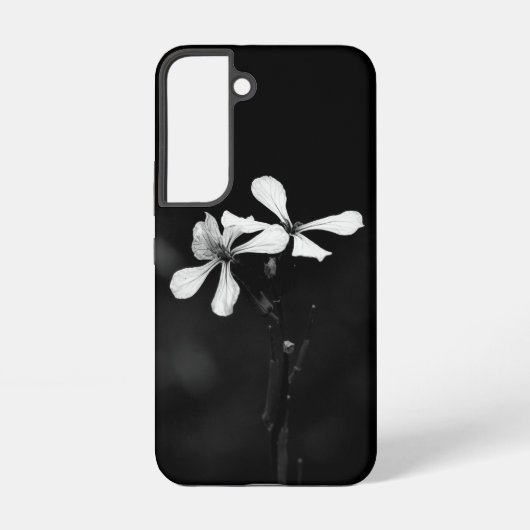 モノクロのシンプルな花柄 SAMSUNG GALAXYケース (裏面)