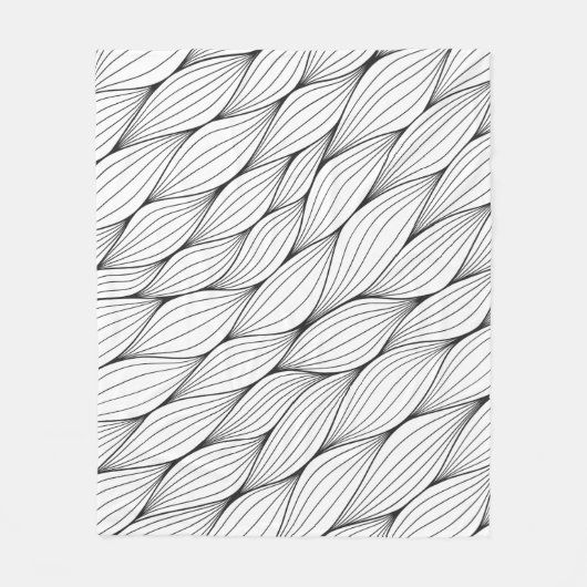 モノクロのシームレスな抽象芸術カールw フリースブランケット (正面)