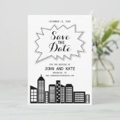 モノクロのスカイライン Save The Date 招待状 (スタンド正面)