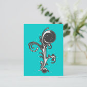 モノクロのスクロールデザインのポストカード ポストカード (スタンド正面)